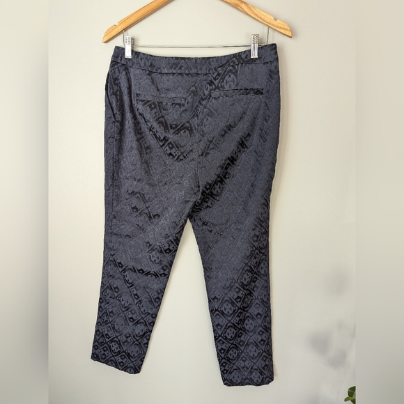 Chicos Navy Blue Cotton Stretch Jacquard Print Straight Ankle Pants Womens sz 1 - Picture 2 of 12